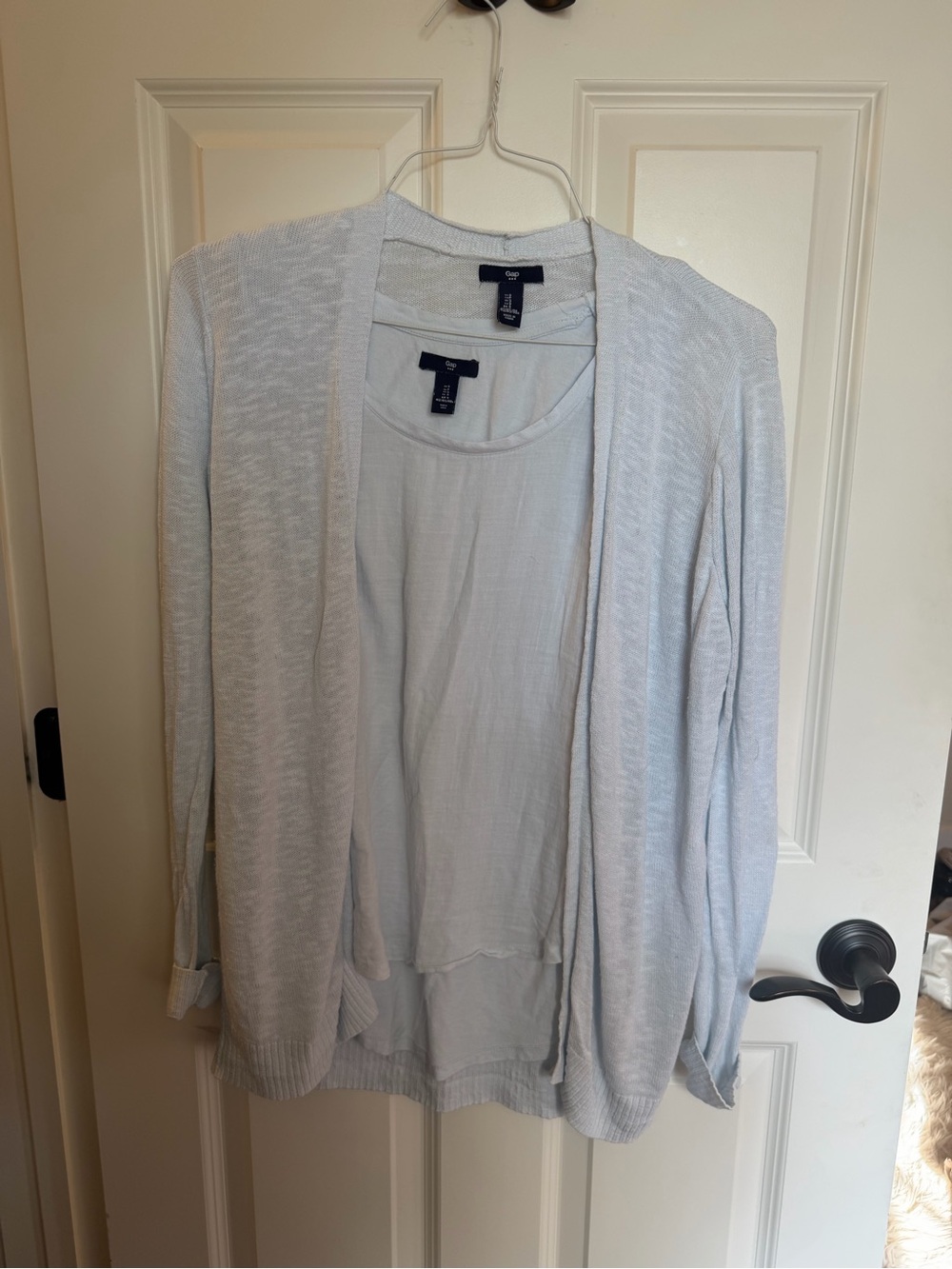 GAP Pale Gray Tank Top with Matching Knit Cardigan - Picture 2 of 4